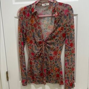 NATURAL LIFE Multicolor Floral Sheer Blouse